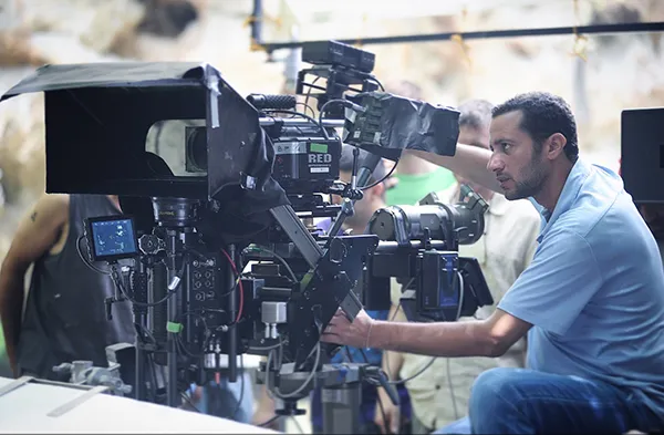 Waleed Nassif at a RED cinema camera rig on an outdoor set