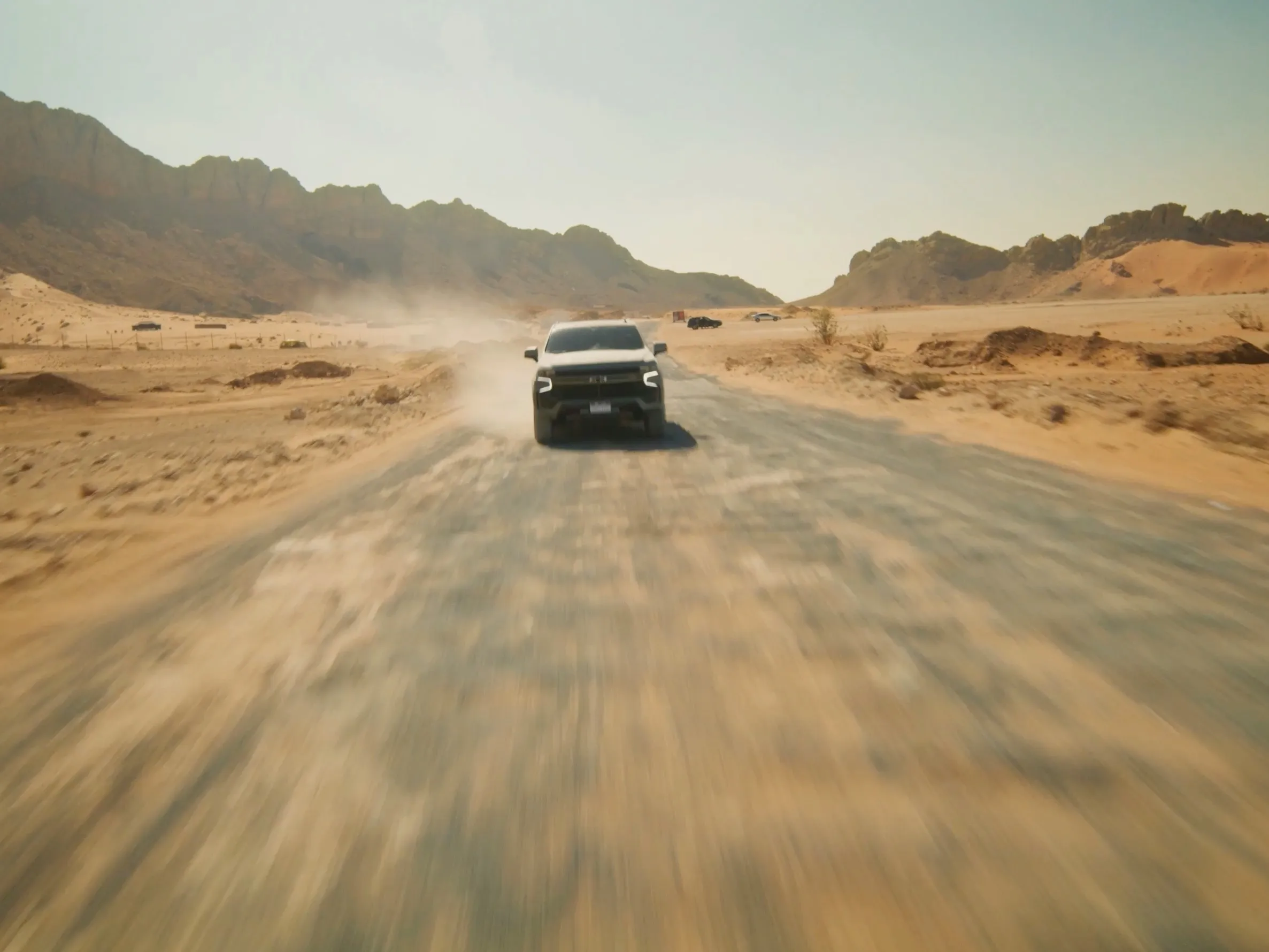 Chevrolet Tahoe on a desert road from an interactive automotive campaign