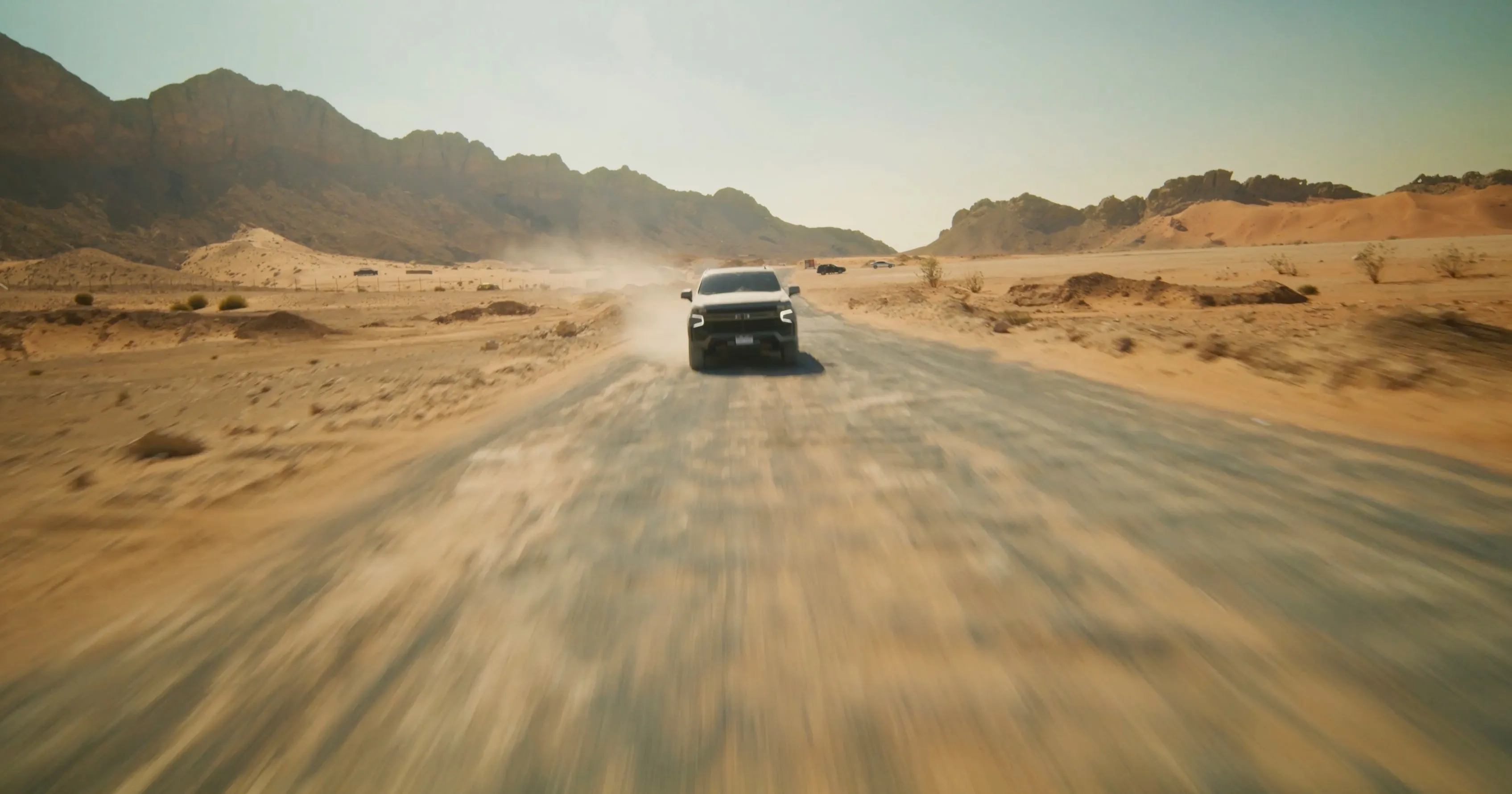 Chevrolet Tahoe on a desert road from an interactive automotive campaign